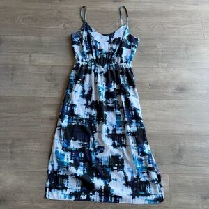 Vince Camuto midi dress - size small - blue/pink/white
